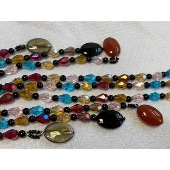 Joan Rivers,Starlet Black, Multicolor Flowers, Beaded Necklace, Excellent Cond. - Picture 10 of 13